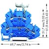 WAGO 2002-2234 dvojitá priechodná svorka 5.20 mm pružinová svorka Osadenie: N, N modrá 50 ks; 2002-2234
