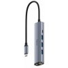 Cudy UH605 rozbočovač rozhraní USB 3.2 Gen 1 (3.1 Gen 1) Type-C 5000 Mbit/s Šedá, Stříbrná