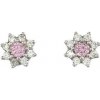 Strieborné náušnice kvetinky s ružovým zirkónom