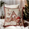 Vianočná gobelínová obliečka na vankúš Perníková chalúpka Viacfarebná 42x42 cm