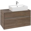 VILLEROY & BOCH Collaro závesná skrinka pod umývadlo na dosku (umývadlo vpravo), 2 zásuvky, s LED osvetlením, 1000 x 500 x 548 mm, Arizona Oak, C127B0VH