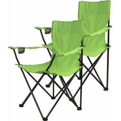 Divero 9527 Kempingová sada - 2x skladacia stolička s držiakom - sv. zelená