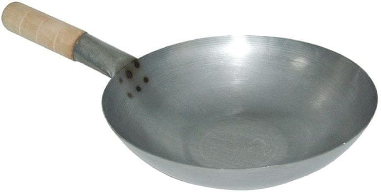 Vogue wok z mäkkej ocele s plochým dnom 356 mm