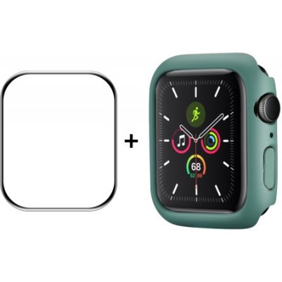 ENKAY Plastový kryt s tvrdeným sklom pre Apple Watch 9 / 8 / 7 45mm zelený 35665