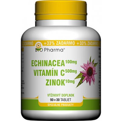 BIO-Pharma Echinacea 100mg + Vitamín C 500mg + Zinok 120 tabliet
