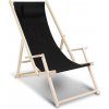 Jiubiaz Deck Chair Beach Lounger Relax Lounger Self-Assembly Drevené plážové kreslo skladacie čierne s madlami