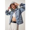 Happiness İstanbul Women's Light Blue Hooded Buttoned Denim Jacket Other 38 Happiness İstanbul