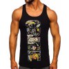 Čierne pánske tank top tričko boxerského strihu s potlačou Bolf 143031