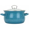 BELIS Smaltovaný hrniec so sklenenou pokrievkou ø 18 cm – 2,6 l – FLOWER - 51018-155DDF05