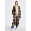 Gant sveter ARGYLE V-NECK LONG CARDIGAN hnedá
