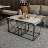 Hanah Home Coffee Table Set Defne - White Marble White Marble Black