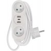Emos P0212U, predlžovací kábel 2 m, 2 zásuvky +2×USB A +1×USB C, biely, PVC, 1 mm2 P0212U