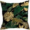 HomeView Jungle Gold tropické listy v zlatej a zelenej na čiernom pozadí polyester 40 x 40 cm