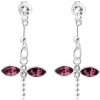Šperky eshop - Strieborné náušnice 925, vážka z krištálikov Swarovski - fialový a číry odtieň I34.11