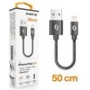 ALIGATOR PREMIUM 2A kabel, Lightning 50cm, černý