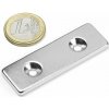 SOLLAU Neodymový magnet hranol 40x20x4 mm,s vrtaním a zahĺbením, N35,ponikelovaný