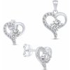 Brilio Silver Set strieborných šperkov Srdiečka so zirkónmi SET219W (prívesok, náušnice)