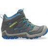 Detské turistické topánky Merrell, CHAMELEON 7 MID WP sivá,modrá,žltá, 35 EU