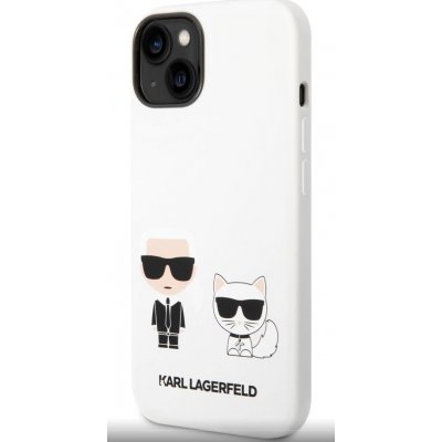 Púzdro Karl Lagerfeld and Choupette Liquid Silicone iPhone 14 biele