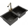 MEXEN/S MEXEN/S - Mario granitový drez 2-bowl vrátane batérie Duero, čierna/zlatá metalik 6504-75-671600-50-B