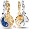 Prívesok zo striebra 925 Yin & Yang, slnko a mesiac deliteľný prívesok na náramku, symbol