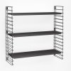 Trojposchodový regál s čiernymi policami Metaltex Libro, šírka 70 cm