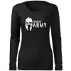 DRAGOWA Slim dámske tričko s dlhým rukávom spartan army, čierna 160g/m2 - L