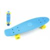 Skateboard - pennyboard 60cm nosnost 90kg, kovové osy, modrá barva, žlutá kola