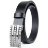 Kožený opasok BLOCKS, šírka 3.3cm, Slovenská výroba - Čierna