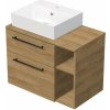 INTEDOOR Kúpeľ.skriňa+umývadlo BEE, úchyt čierny, 80cm, regál vpravo dub Hickory
