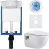 CERANO - Kompletný podomietkový WC set Lite/Dure - biela lesklá - WC tlačidlo Duo, chróm - na zamurovanie - 51x35 cm