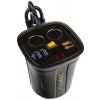 Dvojitá CL zásuvka s 3x USB+voltmeter do držiaka pohárov