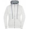 James & Nicholson (Daiber) Dámska mikina na zips s kapucňou JN962 - Off-white / šedý melír | 2XL