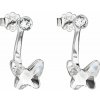 Strieborné náušnice dvojité s kryštálmi Swarovski biely motýľ 31247.1 Kryštál