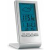 Meteostanica modrým LCD displejom, strieborná