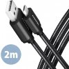 AXAGON BUMM-AM20AB, HQ kábel Micro USB USB-A, 2 m, USB 2.0, 2.4A, ALU, oplet, čierny