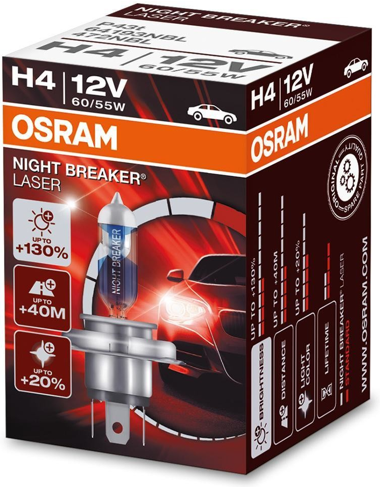 Osram Night Breaker Laser H4 P43t 12V 60/55W od 8,39 € - Heureka.sk