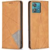 Peňaženkové kožené puzdro Rhombus Buckle na Motorola Edge 40 Neo - Žltá
