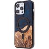 AppleMix BEWOOD Apple iPhone 15 Pro Max - Podpora MagSafe drevo / živica - tmavomodré / hnedé