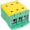 Tracon Trojitá rozvodná odbočná svorkovnica na DIN lištu aj na povrch 3x35-240mm² žlto-zelená FLEAL-240/3ZS