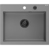 Mexen Elix, 1-komorový granitový drez 600 x 500 mm, sivý, čierny sifón - 6525601005-71-B