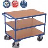 Variofit Policový vozík s madlom, Variofit, 3 police (85 x 50 cm), do 400 kg, modrá/antracit Farba: modrá RAL5010
