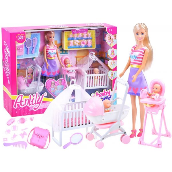 Barbie Mamička + 2 bábiky bábätká + kočík + postieľka + stolička na kŕmenie  od 39,9 € - Heureka.sk
