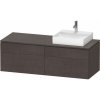 DURAVIT L-Cube závesná skrinka pod umývadlo na dosku (umývadlo vpravo), 4 zásuvky, 1420 x 550 x 482 mm, dub tmavý kartáčovaný, LC4870R72720000
