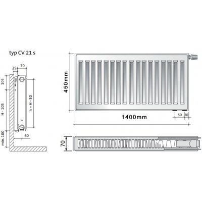 Purmo CV21s 450 x 1400