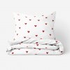 Goldea bavlnené posteľné obliečky - červené srdiečka na bielom 150 x 200 a 50 x 60 cm