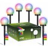 6 x Solárna LED záhradná lampa zapichovacia Ozdobná guľa Biela guľa 10 cm RGB