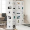 Paraván 4 panely biely masívne drevo paulovnie-ForU-358691