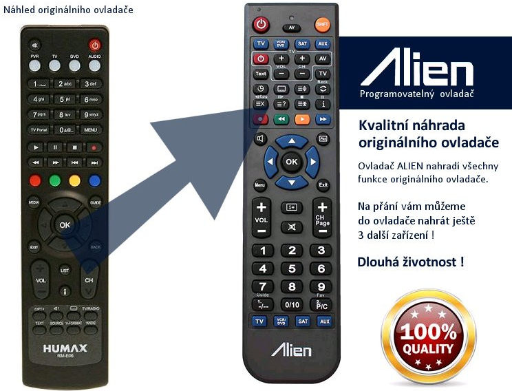 Diaľkový ovládač Alien Humax IRHD 5100 S