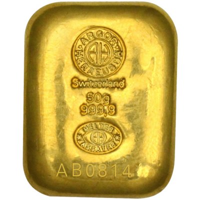 Argor-Heraeus 50g investičná zlatá tehlička | Liaty